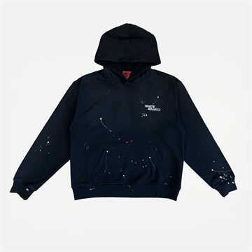 White Coffee Paint Splatter Hoodie Washed Black - Sælges kun i butikken i Holstebro